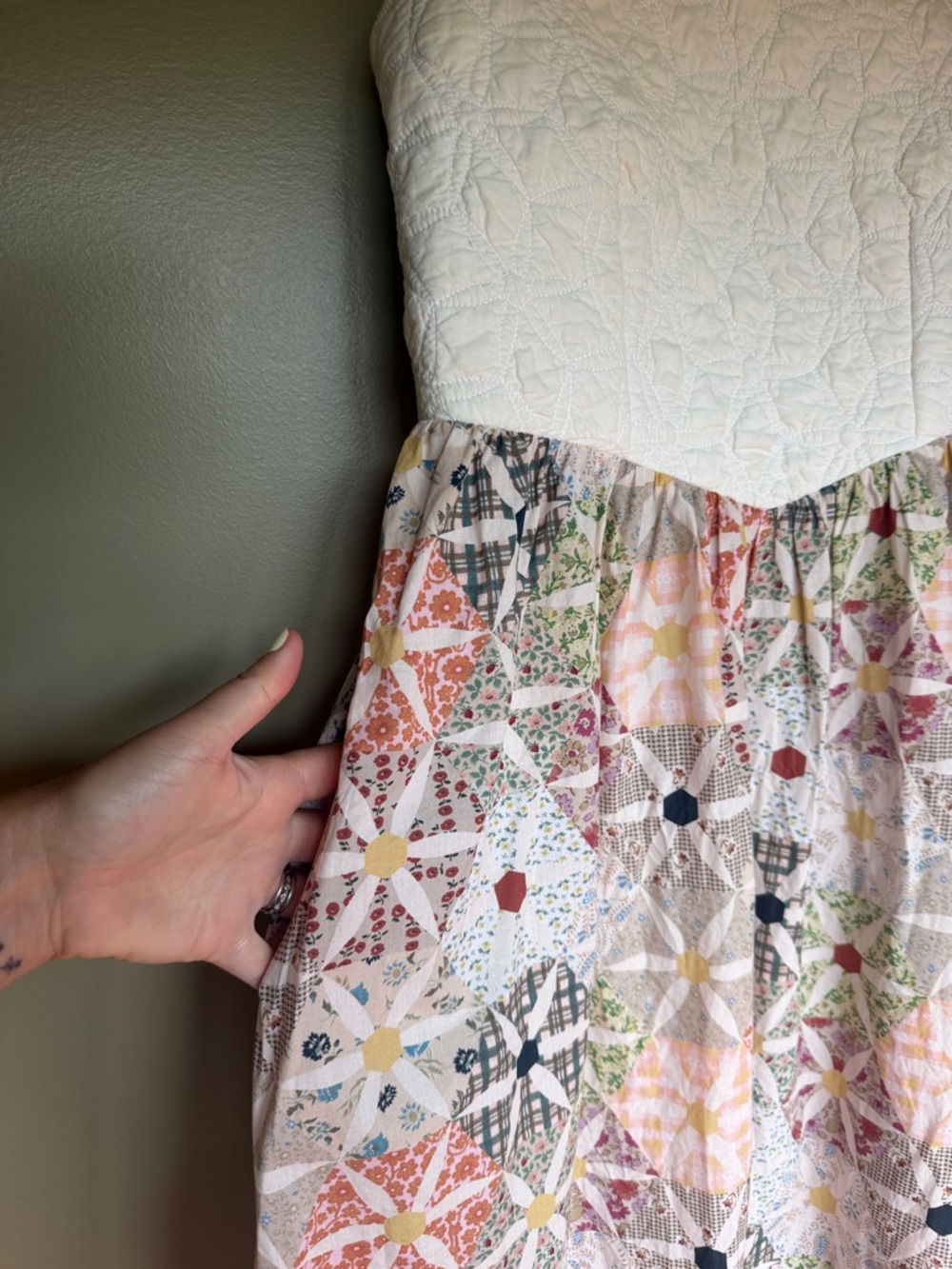 Christ Dawn The Pia Dress daisy patchwork quilt top dress, cottagecore - Picture 5 of 8